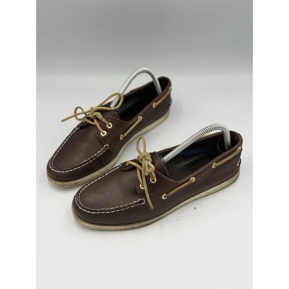 Sperry Top-Sider Women's Brown Leather 2-Eye Boat Shoes Style 9195017 Size 9M